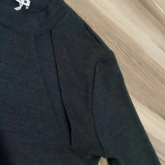 Zara knit midi dress Front cutouts Long sleeved Black Size S NWT Stretchy Sleek - Picture 3 of 12